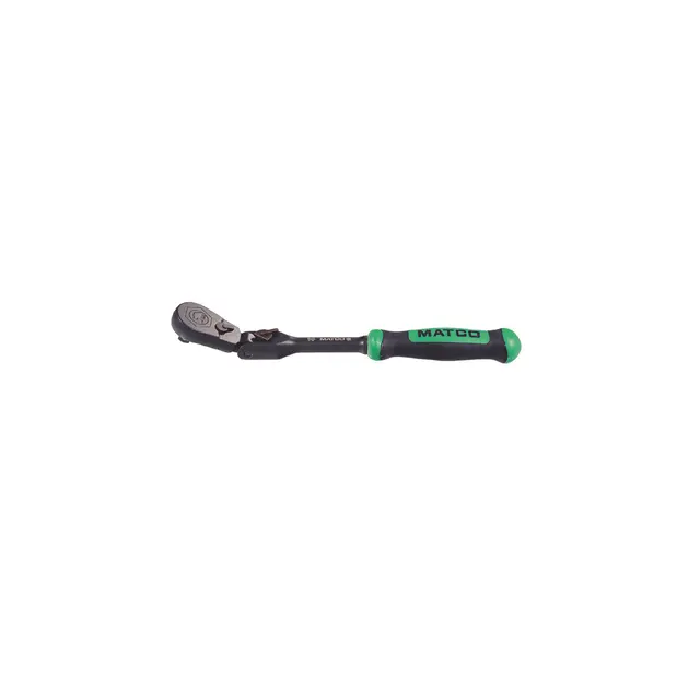 1/4" DRIVE 7-3/4" EIGHTY8 TOOTH BLACK CHROME LOCKING FLEX RATCHET WITH ERGO HANDLE - GREEN