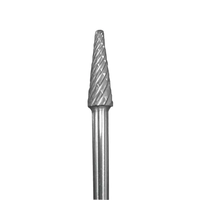 CONE SHAPE, 3/8" X 1 1/16" X 1/4", STEEL CUT BURR
