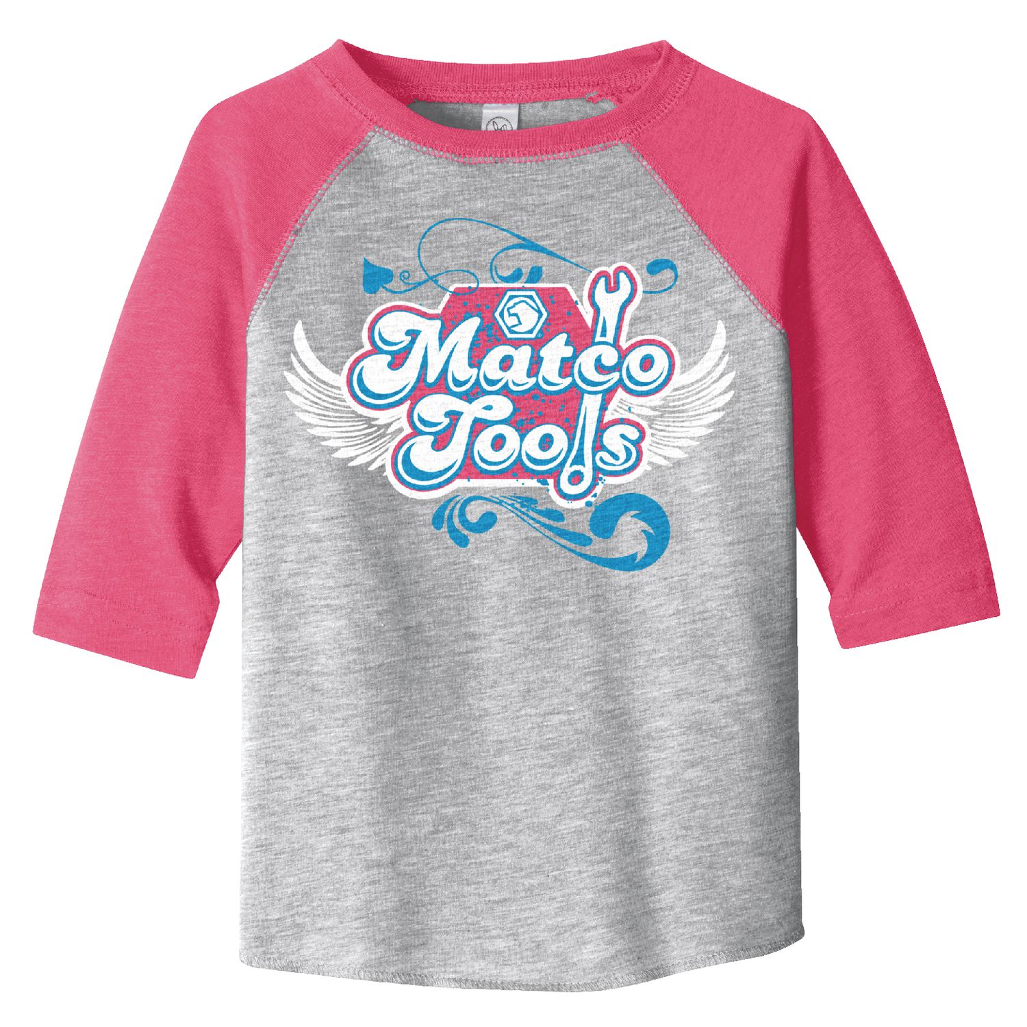 Girls 3/4 Sleeve Printed Raglan - Pink