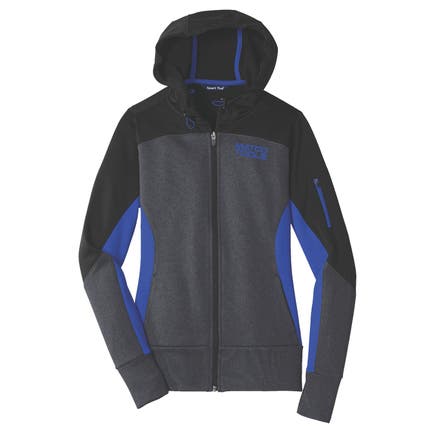 LADIES BLACK/ROYAL FLEECE JACKET - M