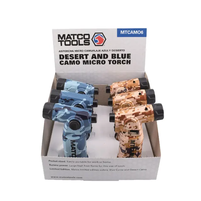 DESERT CAMO AND BLUE CAMO MICRO TORCH DISPLAY, 6 PACK