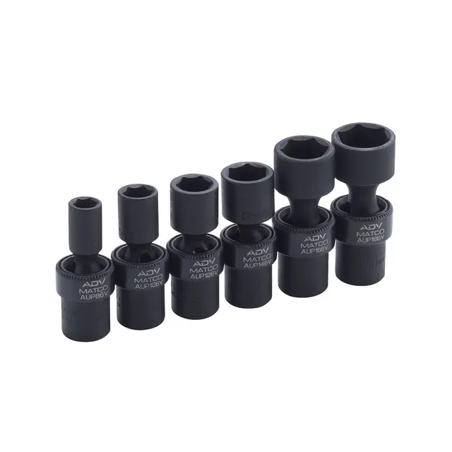 6 PIECE 1/4" DRIVE SAE 6 POINT ADV UNIVERSAL IMPACT SOCKET SET