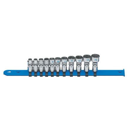 11 PIECE 1/4" DRIVE METRIC 6 POINT UNIVERSAL CHROME SOCKET SET