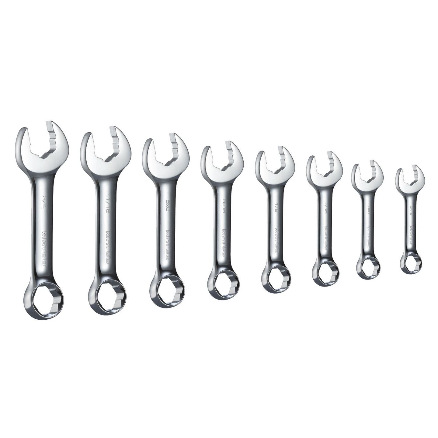 8 PIECE STUBBY SAE HEX GRIP WRENCH SET