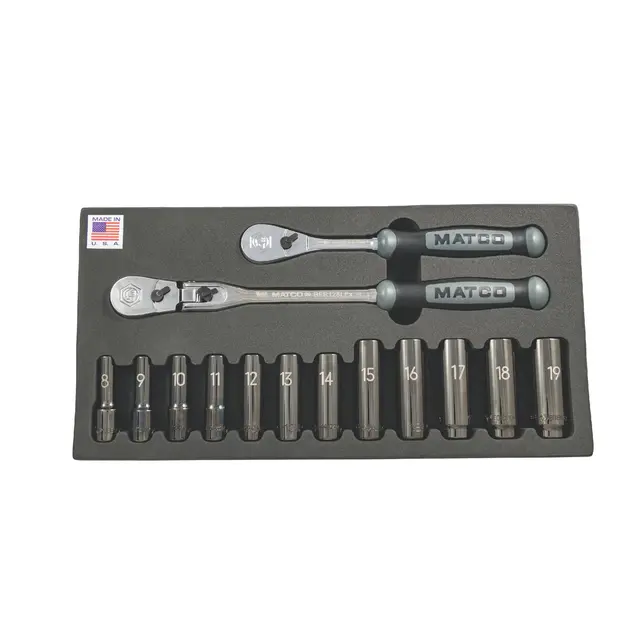3/8" DRIVE 14 PIECE RATCHET AND DEEP SOCKET SET - SHADOW GRAY