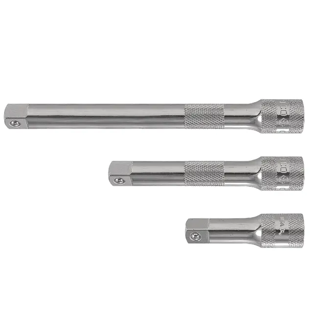 3 PIECE 1/2" DRIVE STANDARD CHROME EXTENSION SET