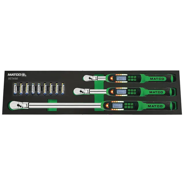 3 PIECE ELECTRONIC TORQUE WRENCH SET - GREEN