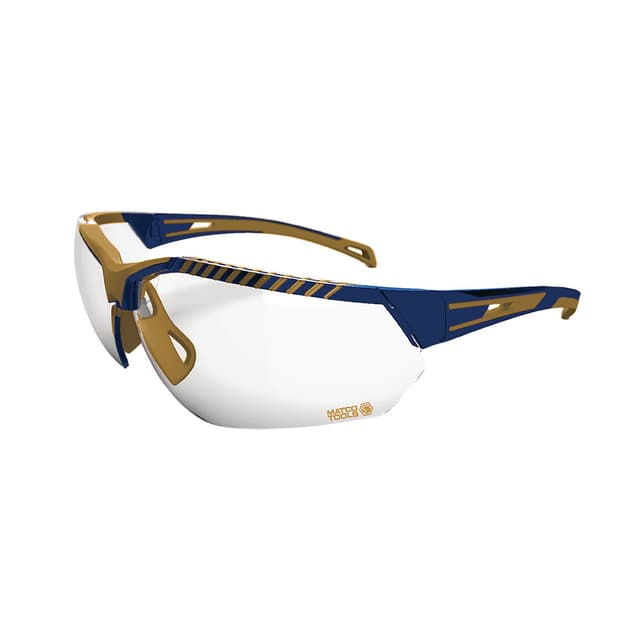 FORCEFLEX SAFETY GLASSES BLUE/GOLD MATCO HALF FRAME WITH ANTI-FOG CLEAR LENSES