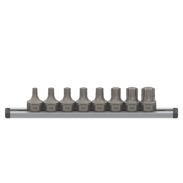 8 PIECE 3/8" AND 17MM DUAL DRIVE OPTI-GRIP STAR BIT SET