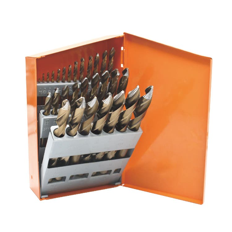 Hyper step cobalt mechanic s length reduced shank drill bit set 29