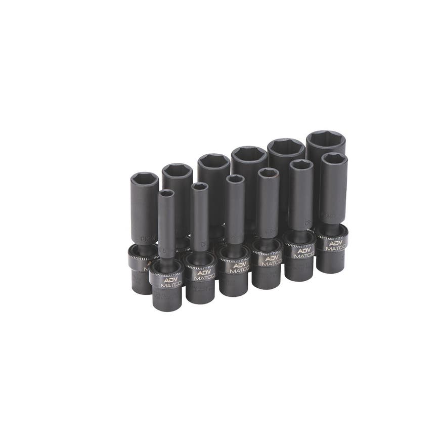 12 PIECE 1/4" DRIVE DEEP UNIVERSAL ADV IMPACT SOCKET SET SADUPM126V