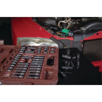 48 PIECE 1/4" DRIVE METRIC AND SAE 6 POINT ADV STANDARD AND DEEP IMPACT SOCKET SET