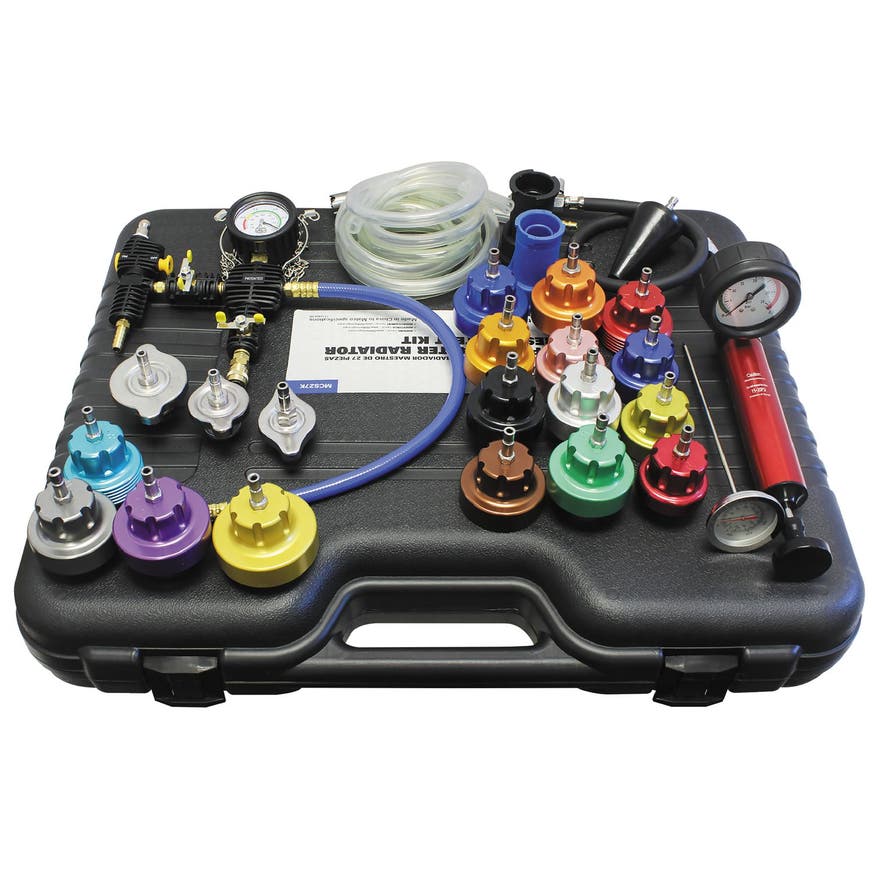 Master cooling system pressure test kit and vacuum refill kit mcs27k