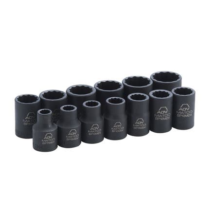 13 PIECE 3/8" DRIVE METRIC 12 POINT ADV IMPACT SOCKET SET