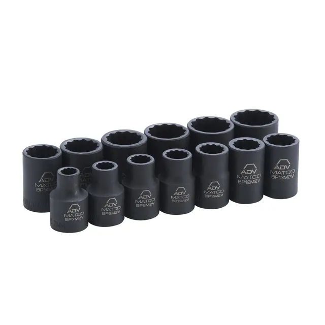13 PIECE 3/8" DRIVE METRIC 12 POINT ADV IMPACT SOCKET SET