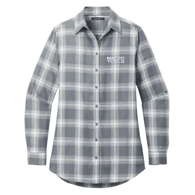 LADIES GRAY/CREAM PLAID FLANNEL - XL