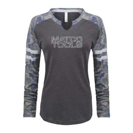 WOMEN'S CAMO FRINGE LONG SLEEVE T-SHIRT - M