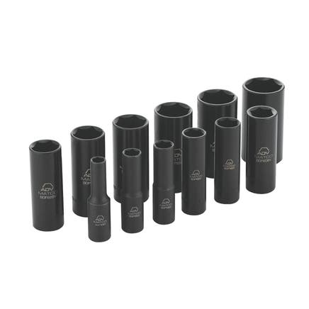 12 PIECE 3/8" DRIVE SAE 6 POINT ADV DEEP IMPACT SOCKET SET