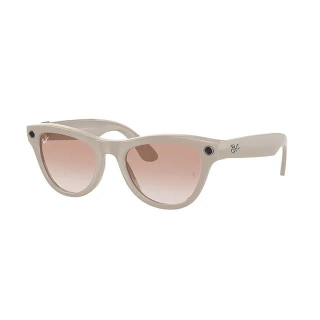 RAY-BAN META AI SKYLER SHINY CHALKY GRAY WITH GRADIENT CINNAMON PINK LENSES (GEN 1)