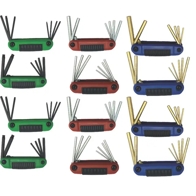 12 PIECE ERGONOMIC FOLDING HEX KEY SET ASSORTMENT