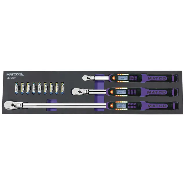 3 PIECE ELECTRONIC TORQUE WRENCH SET - PURPLE