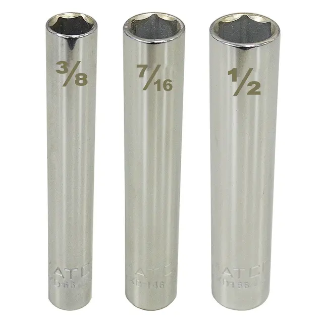 1/4" DRIVE 3 PIECE SAE 6 POINT EXTRA DEEP SOCKET SET