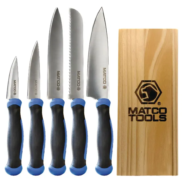 5 PIECE MATCO KITCHEN KNIFE SET - BLUE