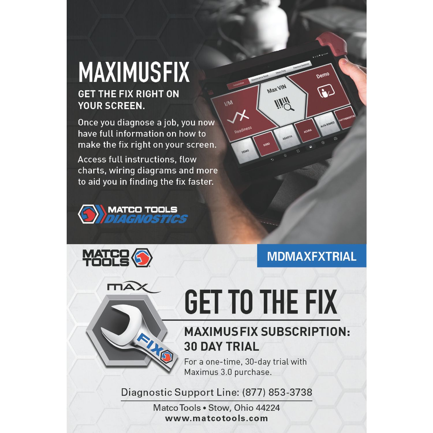 MAXIMUSFIX 30-DAY TRIAL SUBSCRIPTION MDMAXFXTRIAL | Matco Tools