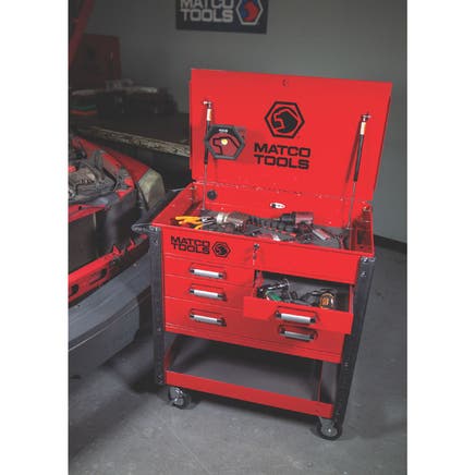 35" x 21" MSC4 ROLLING TOOL CART (RED/CHROME)