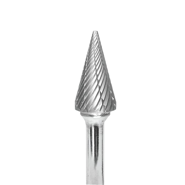 CONE POINTED END, 1/2" X 1" X 1/4", DOUBLE CUT BURR