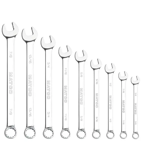 9 PIECE LONG SAE COMBINATION WRENCH SET