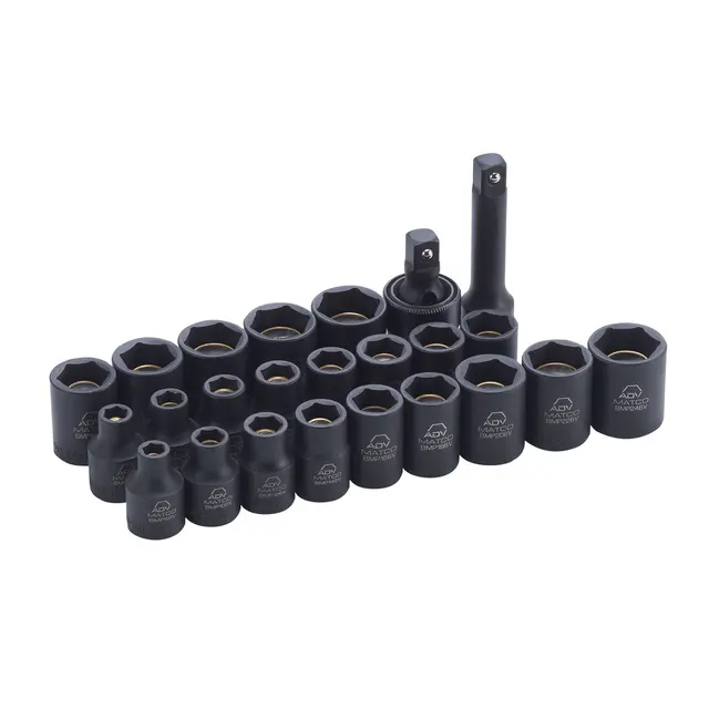 24 PIECE 3/8" DRIVE METRIC & SAE 6 POINT ADV MAGNETIC IMPACT SOCKET SET