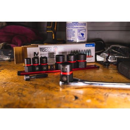 8 PIECE 3/8" DRIVE SAE Socket OPTI-GRIP Extractor Set with Foreign Object Removal Pusher Rod