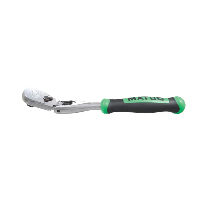 1/2" DRIVE EIGHTY8 TOOTH 13.5" LOCKING FLEX-HEAD RATCHET WITH GREEN COMFORT GRIP