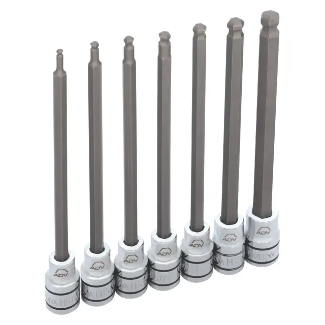 7 PIECE 3/8" DRIVE SAE ADV LONG BALL HEX BIT SOCKET SET