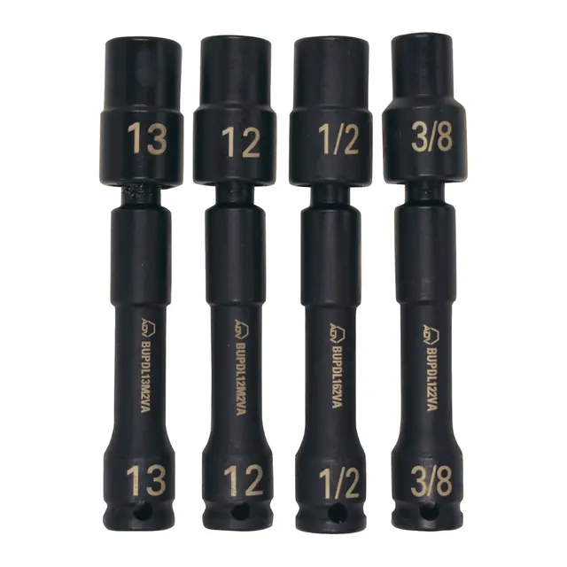 4 PIECE 3/8" DRIVE 12 POINT 5" PINLESS UNIVERSAL ADV IMPACT DRIVE LINE SOCKET SET