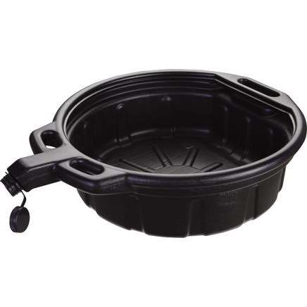 4-1/4 GALLON OVAL DRAIN PAN WITH CAP - BLACK