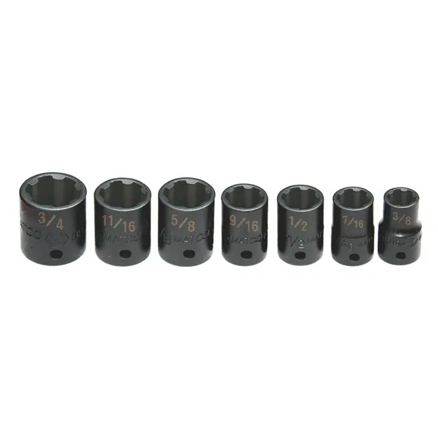 7 PIECE 3/8" DRIVE SAE PRO NON-SLIP IMPACT SOCKET