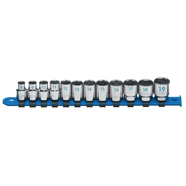 12 PIECE 3/8" DRIVE METRIC 6 POINT CHROME SOCKET SET