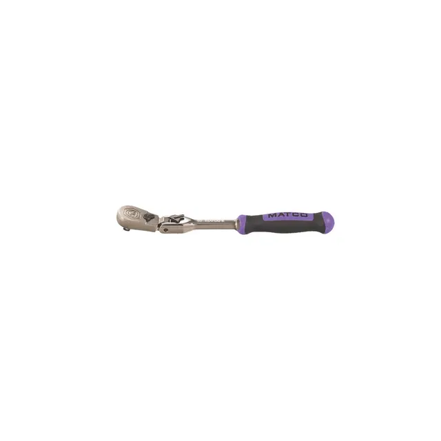 1/4" DRIVE 7-3/4" EIGHTY8 TOOTH BLACK NICKEL LOCKING FLEX RATCHET WITH ERGO HANDLE - PURPLE