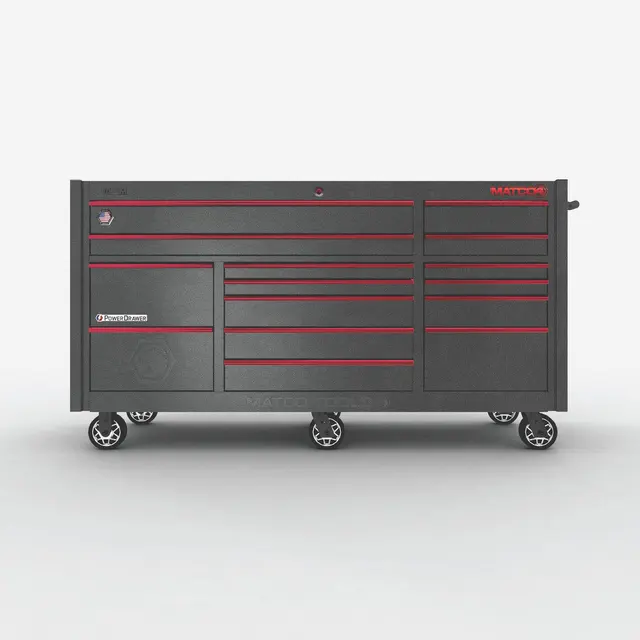 79" x 28" TRIPLE-BAY 4s SERIES TOOLBOX (SILVER VEIN/RED)