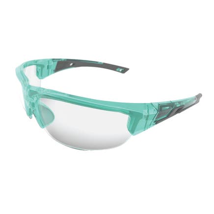 FORCEFLEX SAFETY GLASSES TEAL HALF FRAME WITH CLEAR LENSES