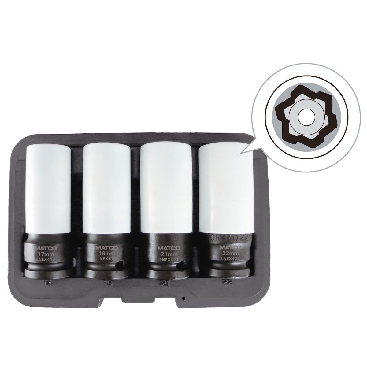 4 PIECE HEX GRIP PROTECTIVE LUG NUT EXTRACTORS HGLN4 Matco Tools