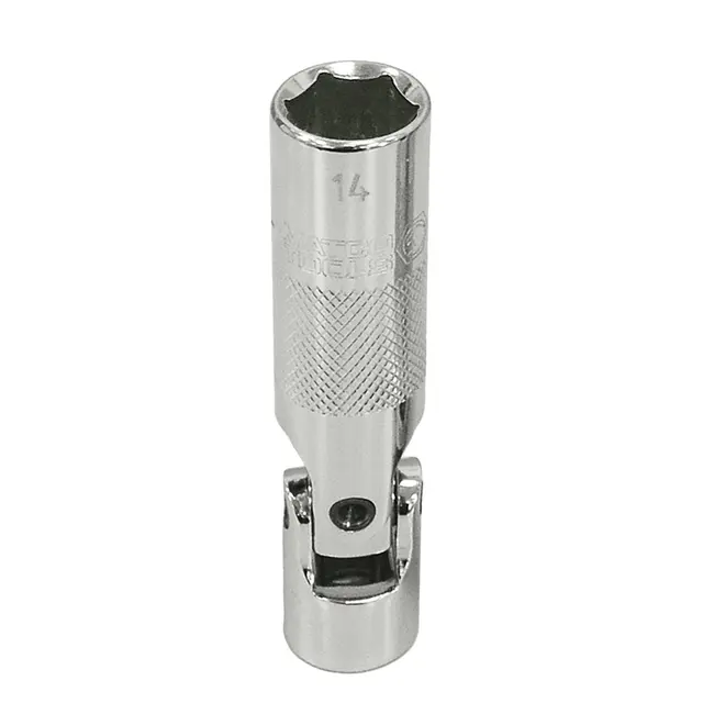 3/8'' DRIVE 14MM METRIC 6 POINT 3-1/2'' LONG SPRING LOADED UNIVERSAL JOINT SPARK PLUG SOCKET