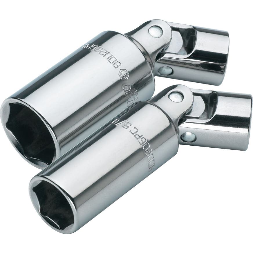 3/8" DRIVE 2 PIECE SAE 6 POINT DEEP UNIVERSAL SPARK PLUG SOCKET SET