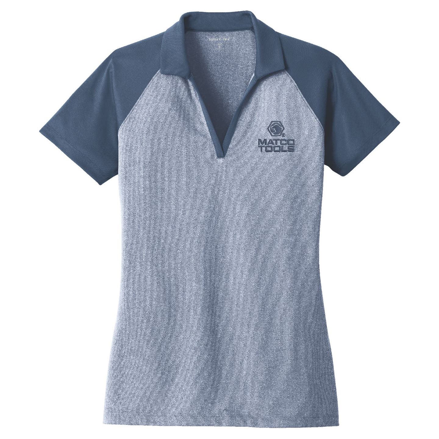 LADIES RAGLAN HEATHER BLOCK POLO - 2XL