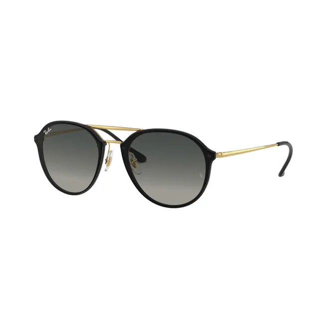 RAYBAN® BLAZE DOUBLE BRIDGE BLACK AND GOLD WITH GRAY GRADIENT LENS