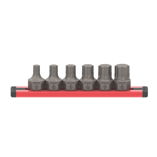 6 PIECE 3/8" AND 17MM DUAL DRIVE SAE OPTI-GRIP HEX BIT SET