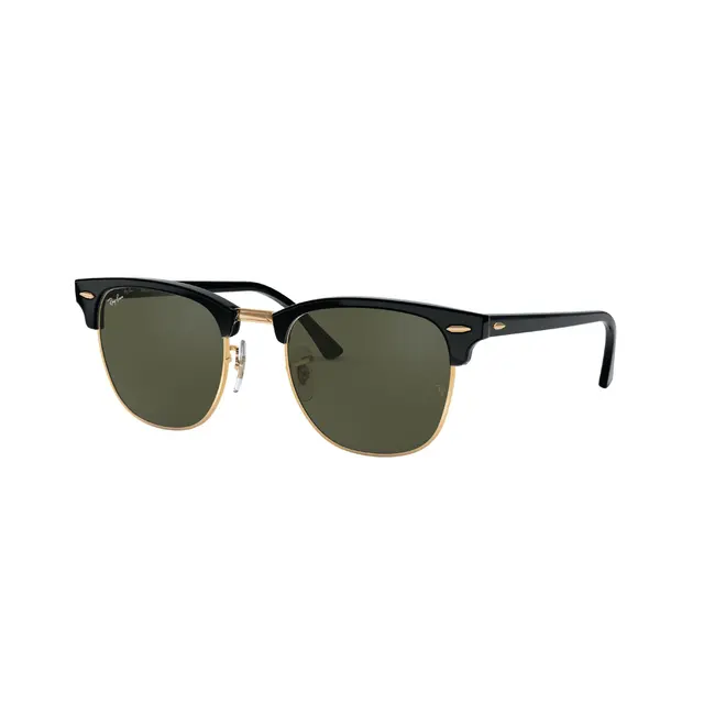 RAYBAN® CLUBMASTER CLASSIC BLACK WITH GREEN LENSES