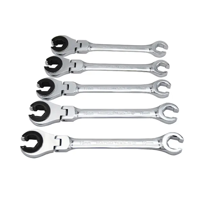 5 PIECE METRIC FLEX RATCHETING FLARENUT WRENCH SET 15MM - 19MM